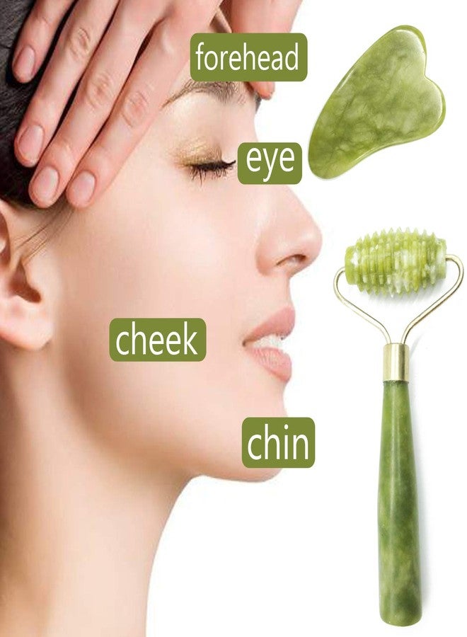 TIHOOD 6PCS Massage Tools Kits, 4 PCS Jade Roller Facial Ridged Roller Kits Skin Roller with 2 Pieces Scraping Massage Tools Anti Aging and Wrinkles for Face, Eye, Neck, Body for Lymphatic Massage - Image 2